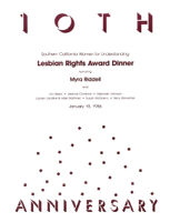 Tenth Anniversary Lesbian Rights Award Dinner - Dinner Program