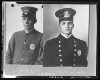 Portraits of Guy McAfee (left) and Charles Craddich (right) prior to leaving police department, 1939.