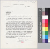 Letter, 1959 June 10, University of California, Los Angeles, to Dr. Ralph R. [sic] Bunche, United Nations, New York City