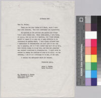 Letter, 1960 March 10, New York, N.Y. to Mr. Marcellus Butler, Washington, D.C.