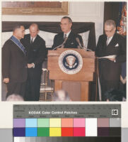 President Johnson awarding the Medal of Freedom to Ralph J. Bunche