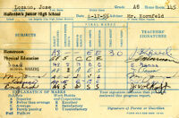 Jose Lozano's report card from Hollenbeck Junior High School