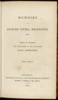 MS 170/650: Memoirs of Richard Lovell Edgeworth, Esq. begun by himself, and concluded by his daughter, Maria Edgeworth.