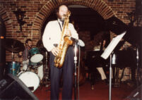 Joe Farrell playing saxophone, 1984 [descriptive]