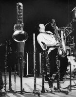 Vinny Golia playing saxophone, 1979 [descriptive]