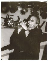 Herb Alpert playing trumpet in Los Angeles [descriptive]