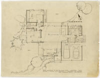 Beard House, floor plan with landscape, Altadena, California, 1934
