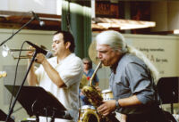 Vinny Golia and John Fumo performing at the Los Angeles County Museum of Art [descriptive]
