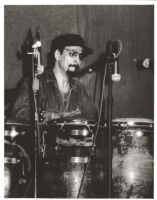 Jerry González playing the conga drums, Los Angeles, September 1996 [descriptive]