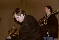 Chuck Manning and Larry Koonse performing with the L.A. Jazz Quartet, Los Angeles, December, 2001 [descriptive].