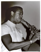 Scott Mayo playing the soprano saxophone, Los Angeles, March 1996 [descriptive]