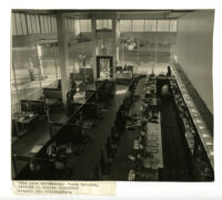Laemmle Building, Coco Tree restaurant lunch counter, overhead view, Los Angeles, California, 1932-1937