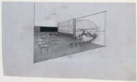 Corona Avenue School, drawing of interior and exterior space, Bell, California, 1935