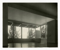 Strathmore Apartments, view of interior overhang and plate glass area, Los Angeles, California, 1937
