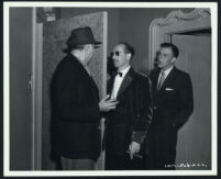 Director Irving Cummings, Grouch Marx and Frank Sinatra in on set of Double Dynamite