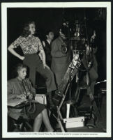 Deanna Durbin and crew members in Lady on a Train