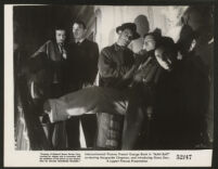 Marguerite Chapman, George Brent, Peter Reynolds and extras in Man Bait