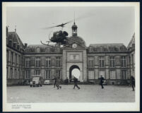 Helicopter lands in Paris in director Gerd Oswald's Paris Holiday