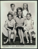 Mickey Kuhn, Ann Lawrence, Johnny Calkins, Rosalind Russell, and Jo Ann Marlowe in Roughly Speaking