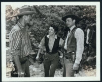 Sterling Hayden, Yvonne De Carlo and Zachary Scott in a scene from Shotgun