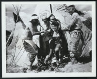Yvonne De Carlo and extras in a scene from Shotgun