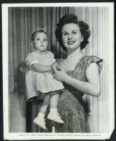 Deanna Durbin with her daughter Jessica Louise Jackson in promotional photos for Something In The Wind