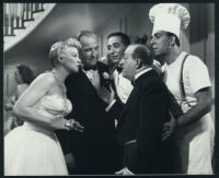 Claire Trevor, Broderick Crawford, Sheldon Leonard, Charley Cantor, and Joe Vitale in Stop, You're Killing Me