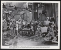 Bob Crosby, Barbara Worthington, Marylin Symons, Joan Evans, and others on the set of Two Tickets To Broadway