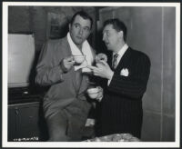 Tony Martin and Eddie Bracken on the set of Two Tickets To Broadway