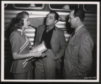 Janet Leigh, Tony Martin, and director James V. Kern on the set of Two Tickets To Broadway