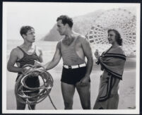 Joe E. Brown, Big Boy Williams, and Ginger Rogers on the beach in You Said A Mouthful