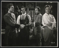 Richard Greene, Stephen McNally, Michael Pate, and John Hoyt in The Black Castle