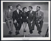Johnny Sands, Sterling Hayden, Anne Baxter, William Holden, and Sonny Tufts in Blaze of Noon