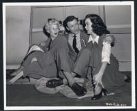 Stephanie Garland, Robert Sterling, and Joan Dixon on the set of Bunco Squad
