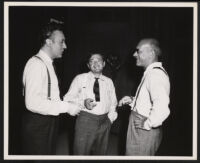 Charles Boyer, Peter Lorre, and Herman Shumlin on the set of Confidential Agent