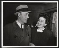 Charles Boyer and Katina Paxinou on the set of Confidential Agent