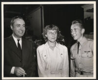 Charles Boyer on the set of Confidential Agent with guests