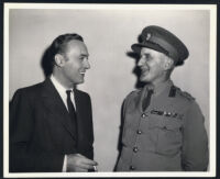 Charles Boyer and Brigadier W.E. Duncan on the set of Confidential Agent
