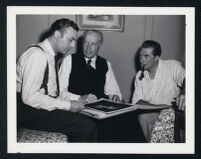Charles Boyer, Herman Shumlin, and Victor Francen on the set of Confidential Agent