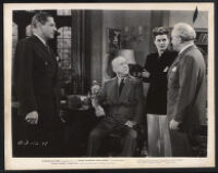 Warner Baxter, William Frawley, Ellen Drew, and Unidentified actor in The Crime Doctor's Manhunt