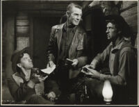 John Ireland, Randolph Scott and Jock Mahoney in a scene from The Doolins of Oklahoma
