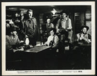 Randolph Scott, Noah Beery Jr., John Ireland, Frank Fenton in a scene from The Doolins of Oklahoma