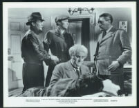 John Mills, Dirk Bogarde, Joseph Tomelty, James Kenney and Gilbert Harding in The Gentle Gunman