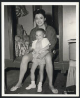 Ruth Roman and her son on set of Great Day in the Morning