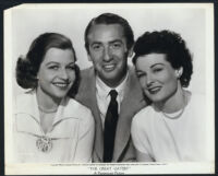 Betty Field, Macdonald Carey, and Ruth Hussey on the set of The Great Gatsby