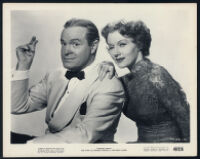 Bob Hope and Rhonda Fleming with a snap and a wink on the set of The Great Lover