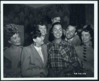 Jack Buetel with cast and crew on the set of The Half-Breed