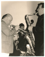 Warren Vaché playing the trumpet and Harry Allen playing the tenor sax, Los Angeles [descriptive]