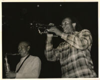 Oscar Brashear on trumpet and Harold Land on tenor saxophone, Los Angeles [descriptive]