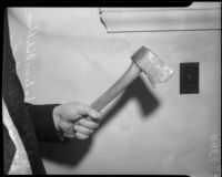 Axe used in the murders of Carrie L. and Robert Payne.  Circa June 4, 1934.